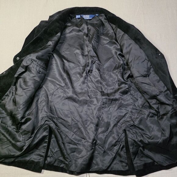 Vintage Polo Ralph Lauren Black Velour Velvet Mens Blazer Jacket size Large - Picture 8 of 11
